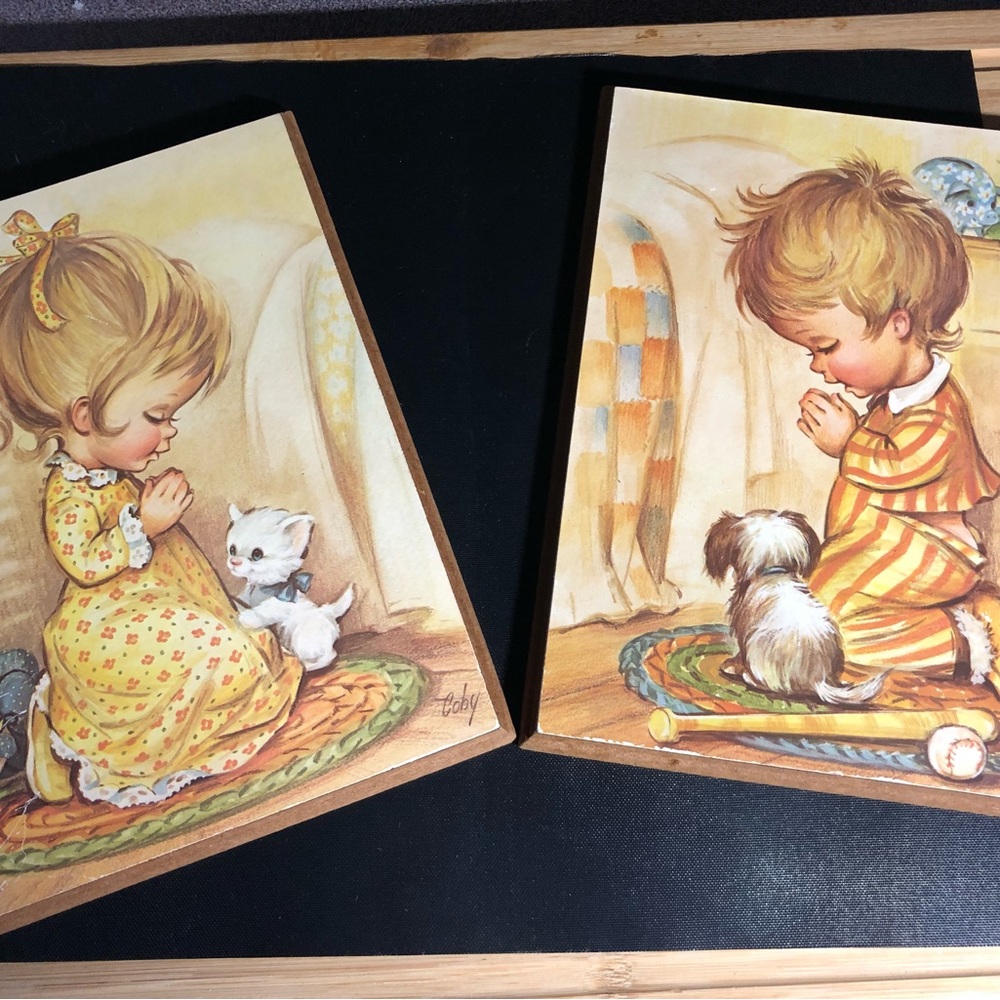 Coby artwork 8x10 boy/girl praying 1980’s-1990’s